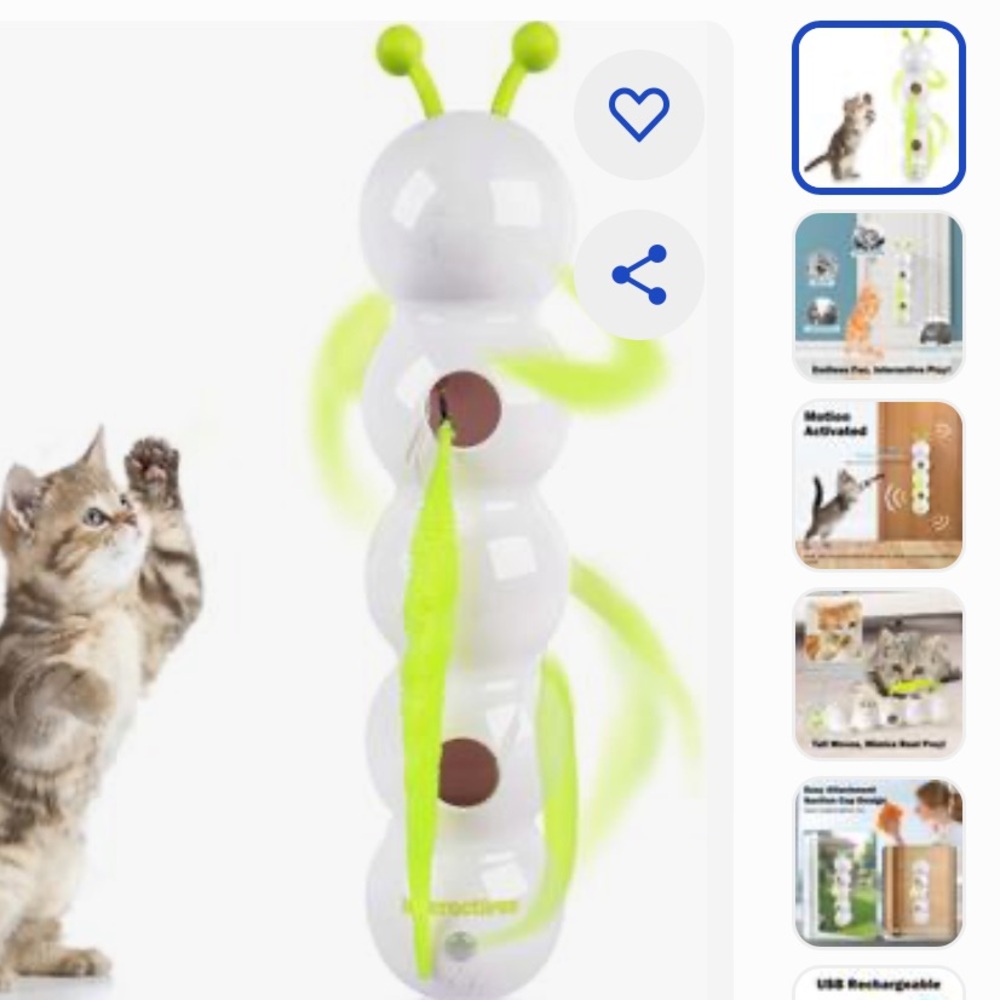 Interactive Cat Toy with Green Accents